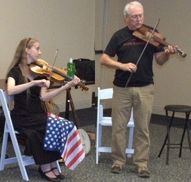 Two fiddle styles making music together.